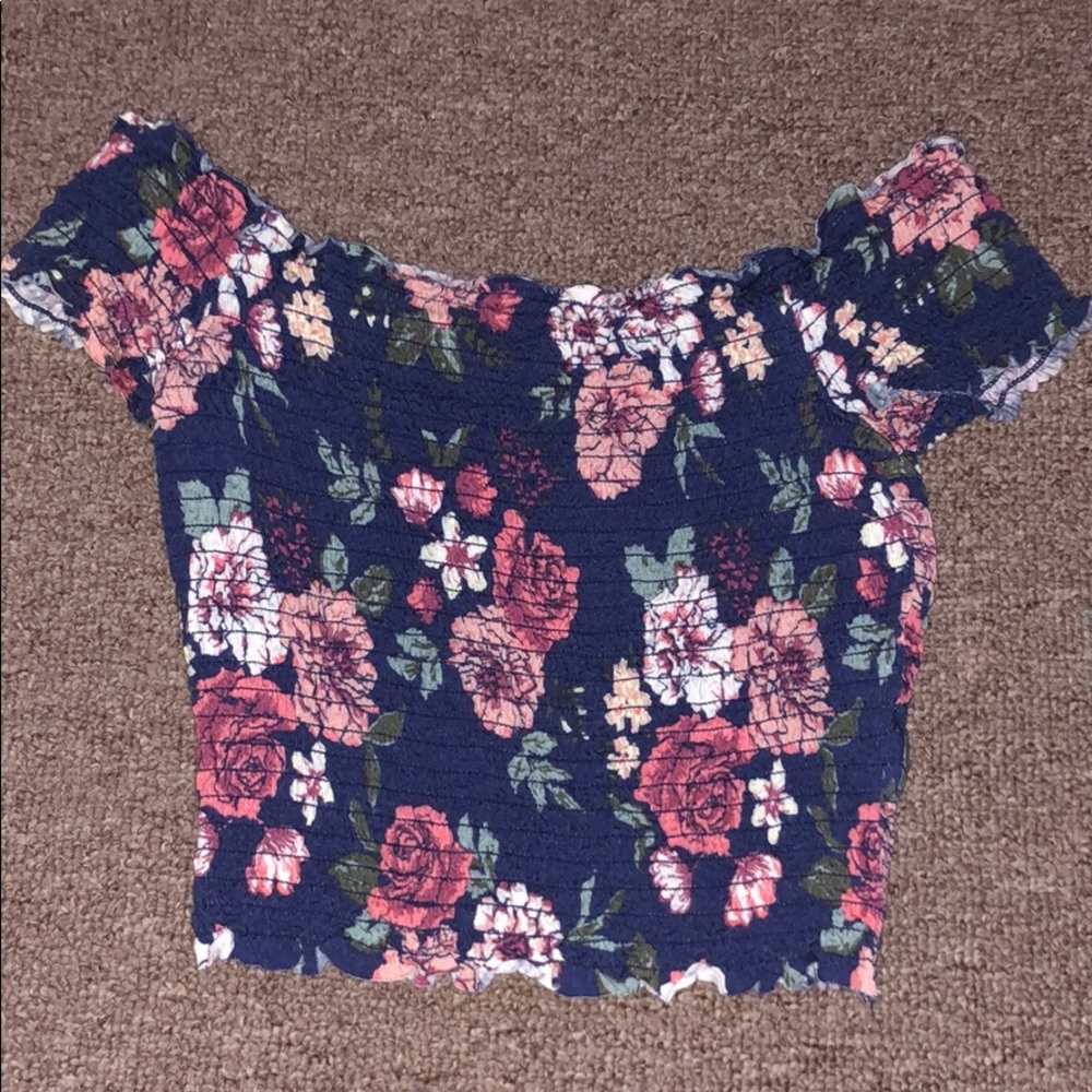 Floral cropped off-shoulder top